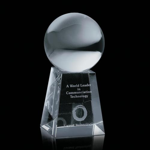 Awards and Trophies - Crystal Ball Globe on Tall Base Crystal Award