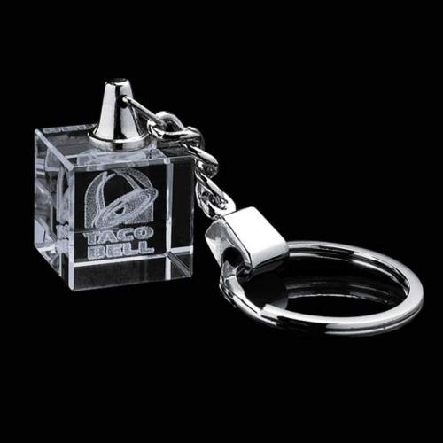 Awards and Trophies - Crystal Awards - 3D Crystal Awards - Key Chain (Cube) 3D Square / Cube Crystal Award