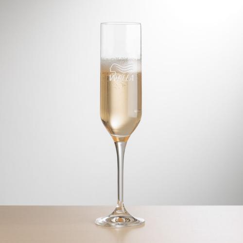Corporate Gifts - Barware - Champagne Flutes - Belmont Flute - Deep Etch