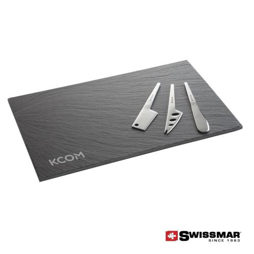 Promotional Productions - Housewares - Cutting Boards - Swissmar® Slate Serving Board With 3pc Cheese Knives