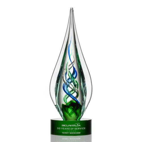 Awards and Trophies - Crystal Awards - Glass Awards - Art Glass Awards - Mulino Green  Art Glass Award