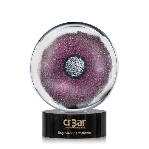 Awards and Trophies - Crystal Awards - Glass Awards - Art Glass Awards - Reflex Black Circle Art Glass Award