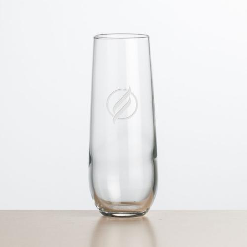 Corporate Gifts - Barware - Champagne Flutes - Ossington Stemless Flute - Deep Etch