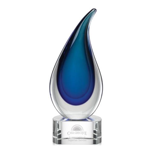 Awards and Trophies - Crystal Awards - Glass Awards - Art Glass Awards - Delray Clear on Paragon Base Tear Drop Art Glass Award