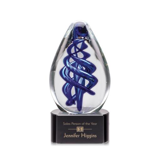 Awards and Trophies - Crystal Awards - Glass Awards - Art Glass Awards - Expedia Black on Paragon Base Circle Art Glass Award