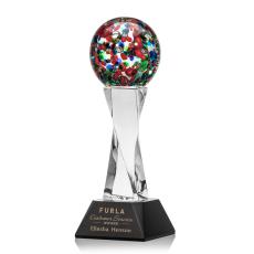 Employee Gifts - Fantasia Black on Langport Base Globe Glass Award