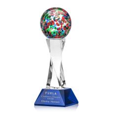 Employee Gifts - Fantasia Blue on Langport Base Globe Glass Award