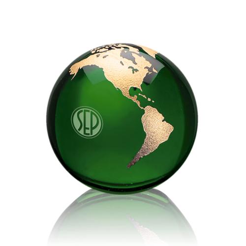 Awards and Trophies - Globe Paperweight - Green