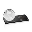 Globe Globe on Black Base Crystal Award