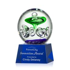 Employee Gifts - Aquarius Blue on Robson Base Globe Glass Award