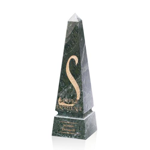 Awards and Trophies - Groove Marble Green  Obelisk Stone Award