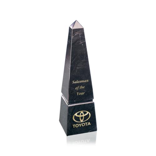 Awards and Trophies - Groove Marble Black Obelisk Stone Award