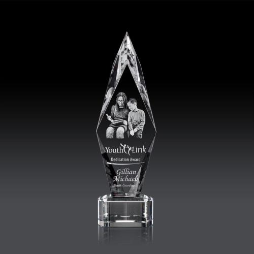 Awards and Trophies - Manilow Clear on Paragon Base (3D) Diamond Crystal Award