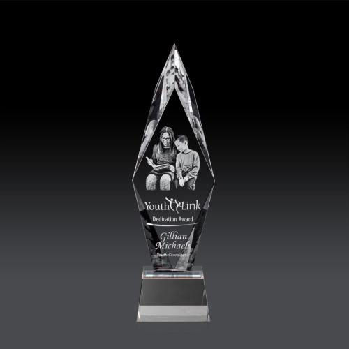 Awards and Trophies - Manilow Clear on Robson Base (3D) Diamond Crystal Award