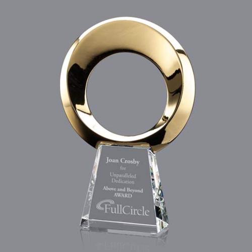 Awards and Trophies - Soledad Gold Circle Crystal Award