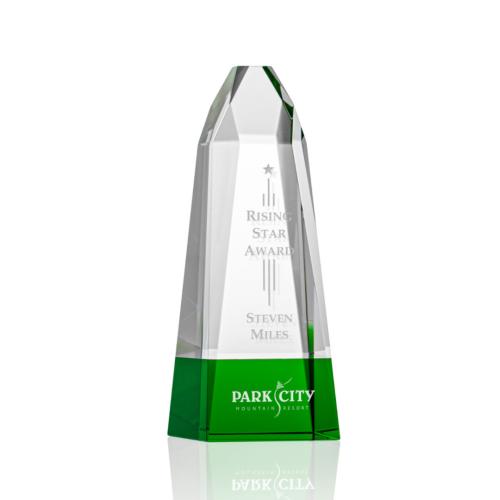 Awards and Trophies - Radiant Green Obelisk Crystal Award