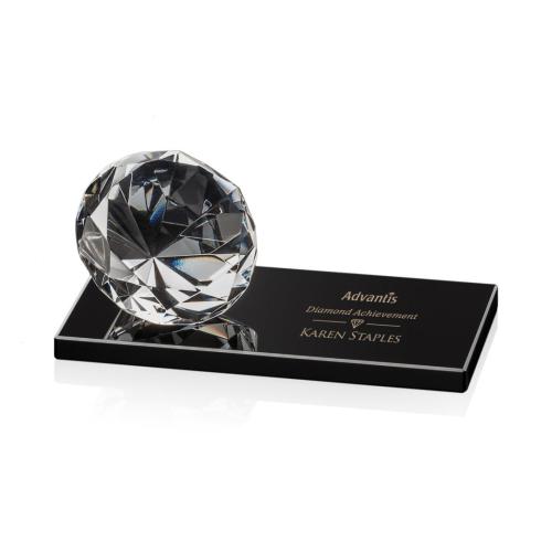 Awards and Trophies - Gemstone Diamond on Black Crystal Award
