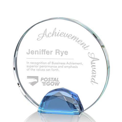 Awards and Trophies - Maplin Sky Blue Circle Crystal Award