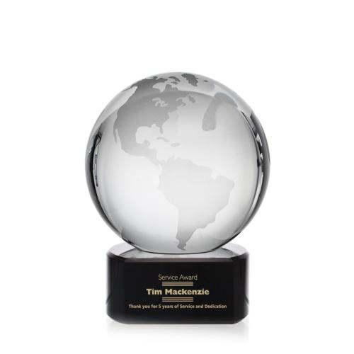 Awards and Trophies - Globe Black on Paragon Globe Crystal Award