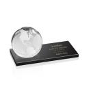 Globe Globe on Black Base Crystal Award