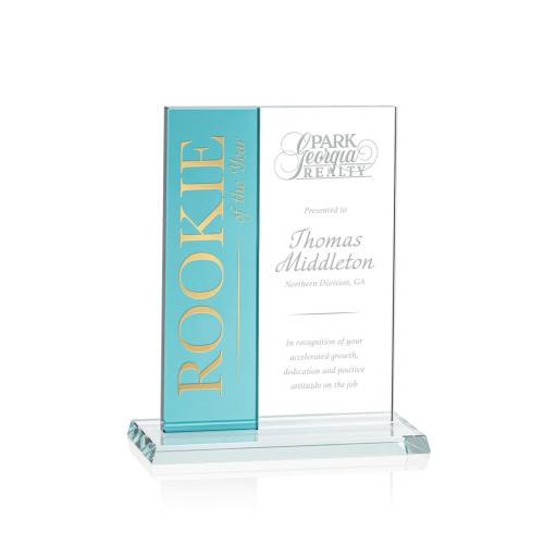 Awards and Trophies - Composite Vertical Teal Rectangle Crystal Award