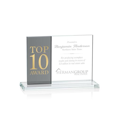 Awards and Trophies - Composite Horizontal Grey Rectangle Crystal Award