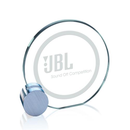 Awards and Trophies - Verdunn Jade/Chrome  Circle Glass Award
