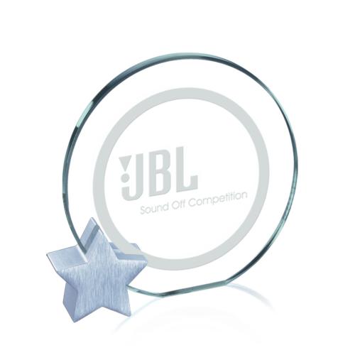Awards and Trophies - Verdunn Jade/Chrome Star Circle Glass Award