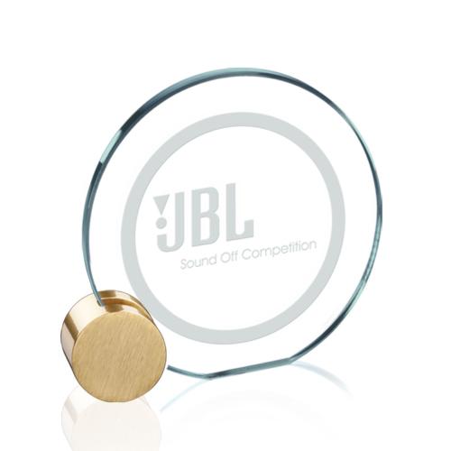Awards and Trophies - Verdunn Jade/Gold Circle Glass Award