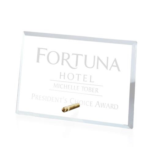 Awards and Trophies - Windsor Horizontal Gold Rectangle Crystal Award