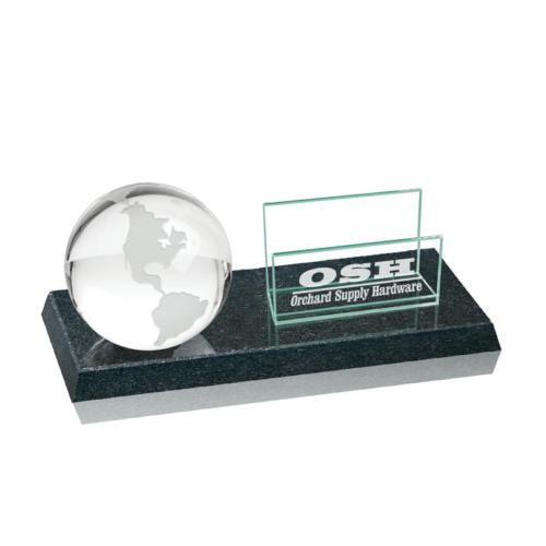 Corporate Gifts - Desk Accessories - Paperweights - Granite Cardhioder - Clear Globe