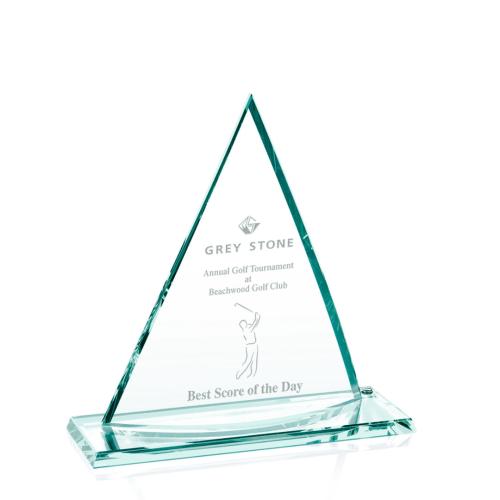 Awards and Trophies - Curved Oxford Jade Pyramid Glass Award