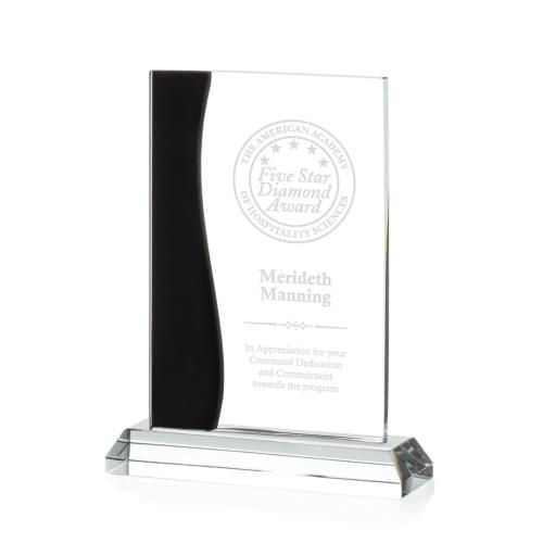 Awards and Trophies - Landfield Black Rectangle Crystal Award