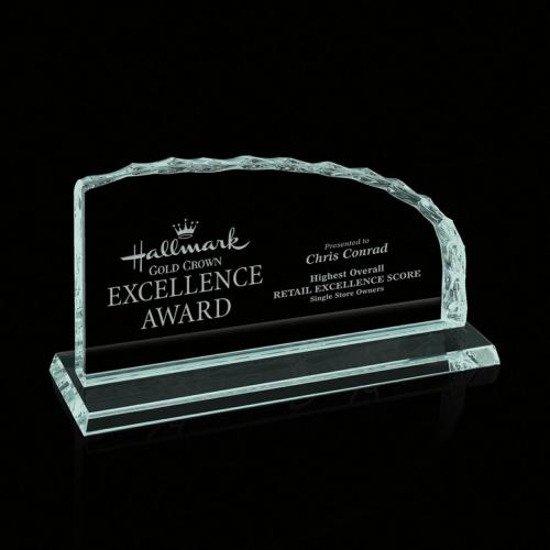 Awards and Trophies - Horizontal Iceberg Jade Glass Award