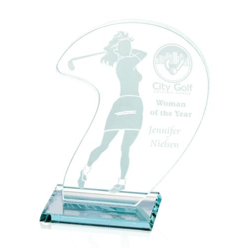 Awards and Trophies - Unique Awards - Female Golfer Glass Award