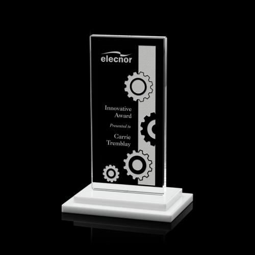 Awards and Trophies - Santorini White Rectangle Crystal Award