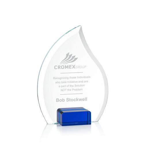Awards and Trophies - Romy Blue Flame Crystal Award