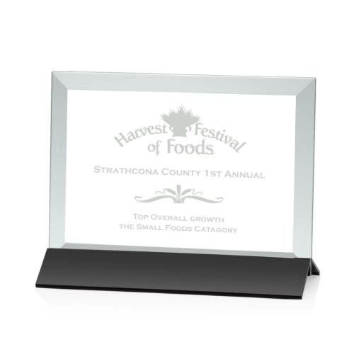 Awards and Trophies - Rainsworth Jade/Black (Horizontal) Rectangle Glass Award