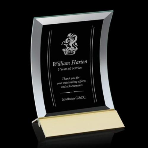 Awards and Trophies - Dominga Jade/Gold Crescent Glass Award