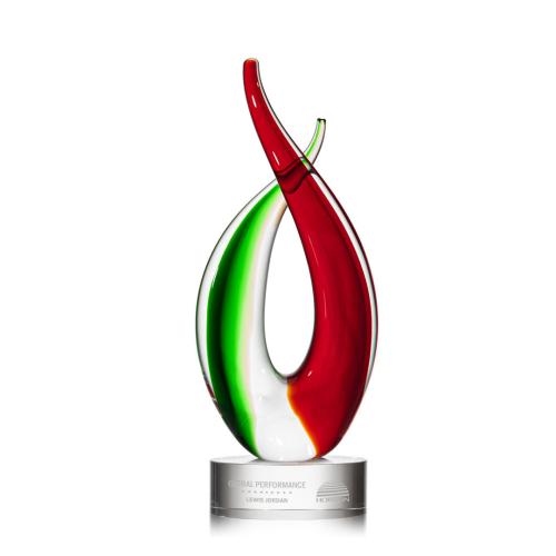 Awards and Trophies - Crystal Awards - Glass Awards - Art Glass Awards - Tekoa Flame Glass Award