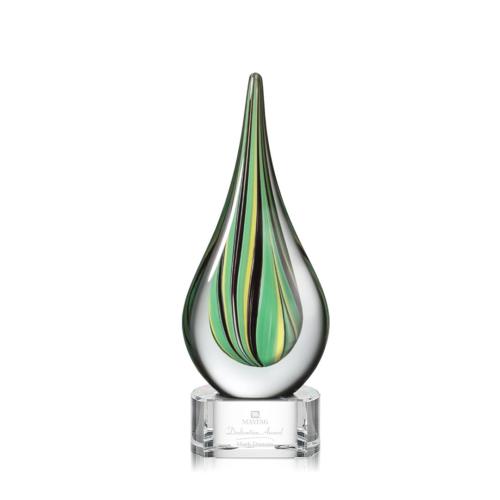 Awards and Trophies - Crystal Awards - Glass Awards - Art Glass Awards - Aquilon Clear Base Tear Drop Glass Award
