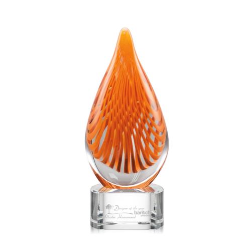 Awards and Trophies - Crystal Awards - Glass Awards - Art Glass Awards - Aventura Clear on Paragon Base Tear Drop Glass Award