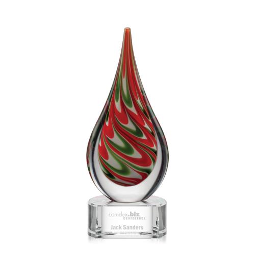 Awards and Trophies - Crystal Awards - Glass Awards - Art Glass Awards - Glendower Clear Tear Drop Glass Award