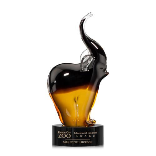 Awards and Trophies - Crystal Awards - Glass Awards - Art Glass Awards - Soho Elephant Animals Glass Award
