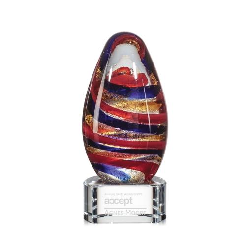 Awards and Trophies - Crystal Awards - Glass Awards - Art Glass Awards - Zenith Clear on Paragon Base Tear Drop Glass Award
