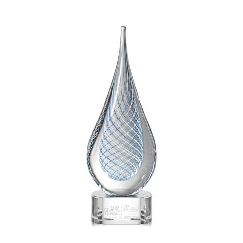 Awards and Trophies - Crystal Awards - Glass Awards - Art Glass Awards - Beasley Clear Tear Drop Glass Award