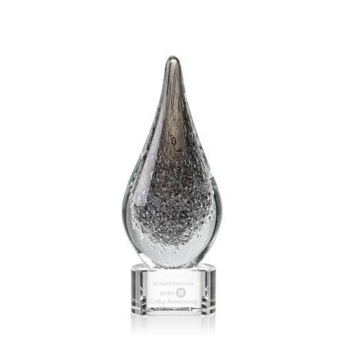 Awards and Trophies - Crystal Awards - Glass Awards - Art Glass Awards - Equinox Clear on Paragon Base Tear Drop Glass Award