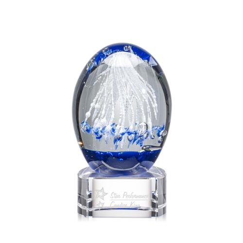 Awards and Trophies - Crystal Awards - Glass Awards - Art Glass Awards - Starburst Tear Drop on Paragon Base Glass Award
