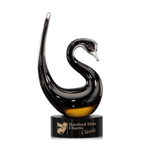 Awards and Trophies - Crystal Awards - Glass Awards - Art Glass Awards - Soho Swan Animals Glass Award