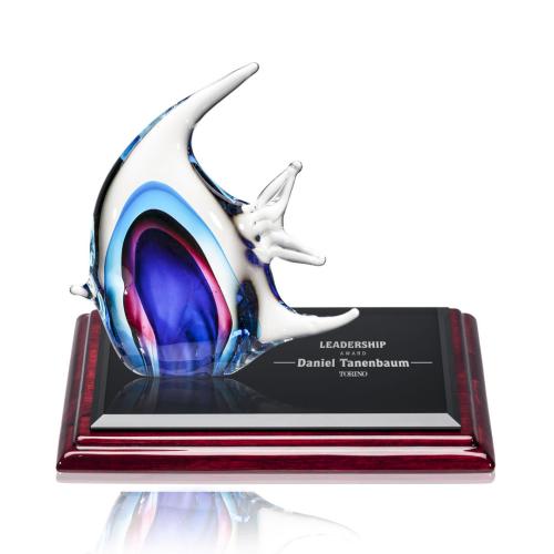 Awards and Trophies - Crystal Awards - Glass Awards - Art Glass Awards - Neptune Fish Animals on Albion™ Base Glass Award